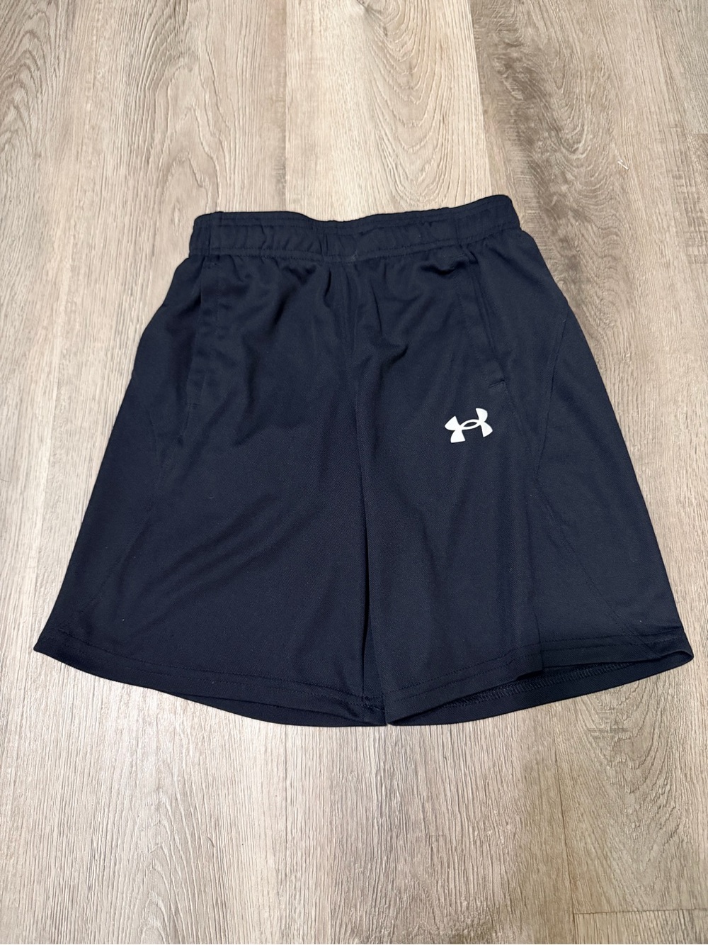 Under Armour Black Shorts with White Logo - Kids Athletic